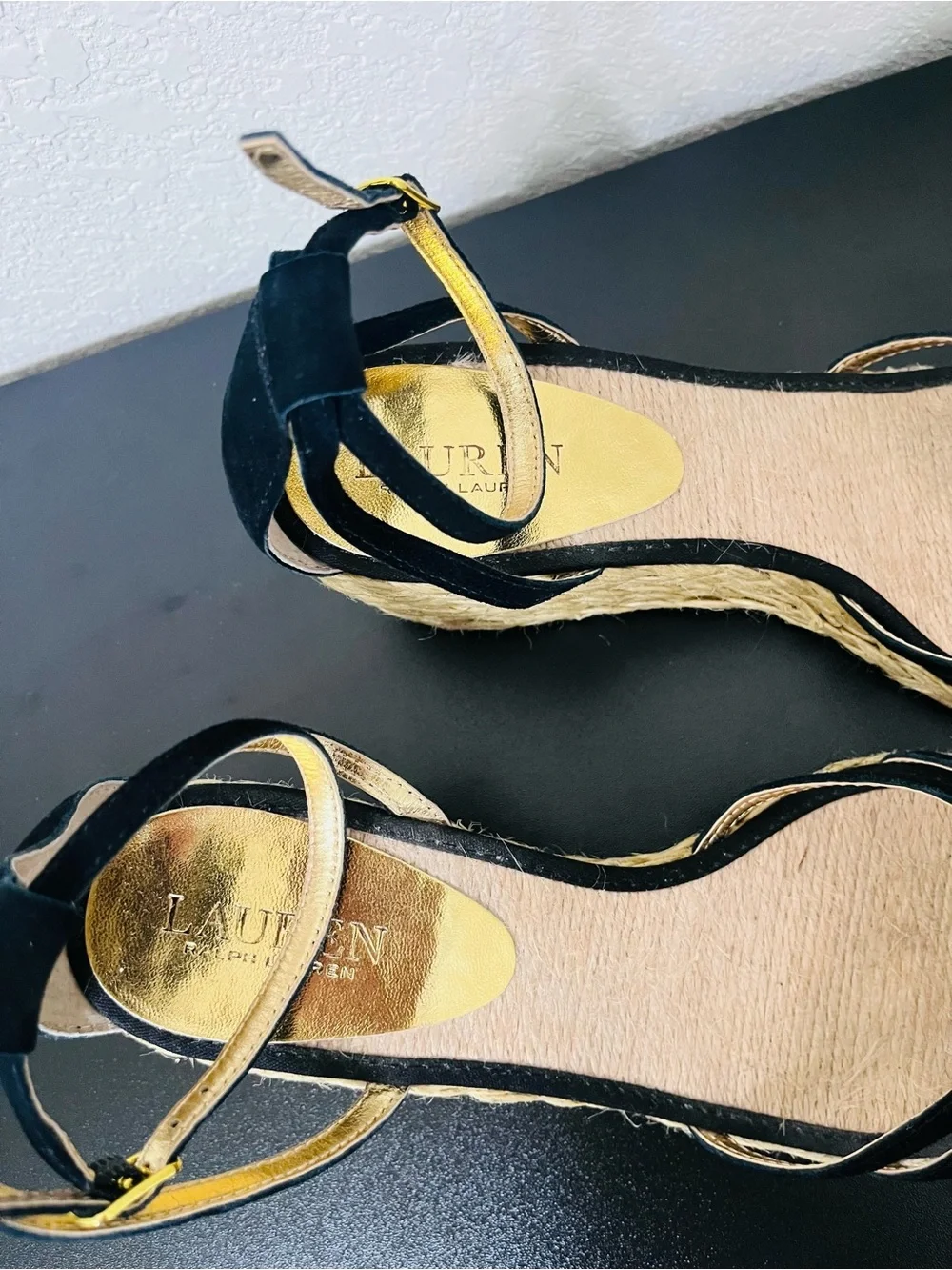 Ralph Lauren  Espadrille Wedge Sandals with Bow Accent , Size 9,5 .
